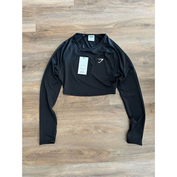 Gymshark Black Long Sleeve Crop Top - Picture 1 of 3